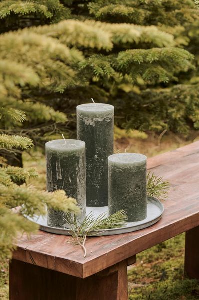 Hovedbilde Rustikk Kubbelys 15 cm - Mosegrønt