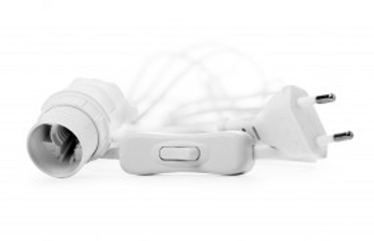 Kabel 5 meter med bryter - Hvit