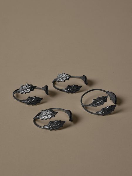 Hovedbilde Holly Leaf Serviettringer, 4 stk - Black Brass