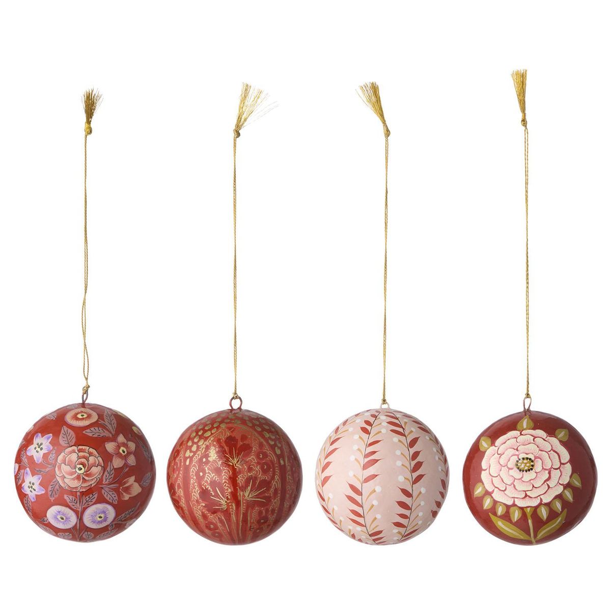 Gaya julekuler i pappmasjé Ø7 cm, 4 pk – Cherry