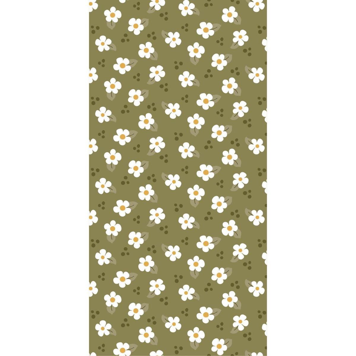 Serviett 10x20 cm - Grønn m/ hvite blomster