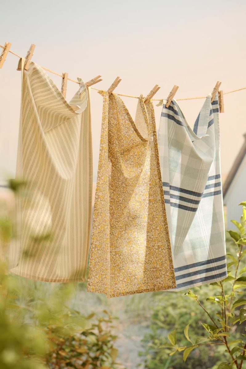 Kjøkkenhåndkle Billy, natur med grønne striper