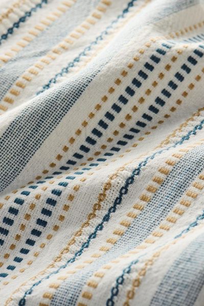 Hovedbilde Kjøkkenhåndkle hvitt m/blått og beige innvevd ...