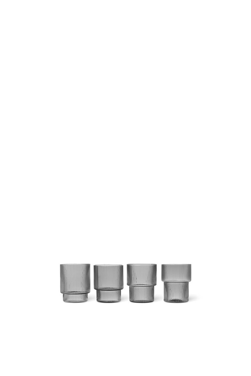 Ripple Glass - 4 stk - Smoked Grey