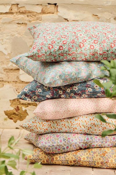 Hovedbilde Putetrekk 60x60 -  Lyseblå og rustfargede ...